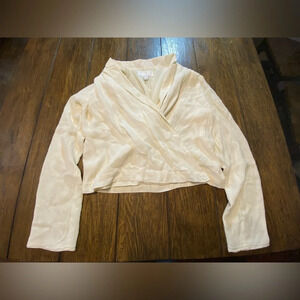 Anthropologie White Knot Wrap Long Sleeve Crop Top Size 6 B17